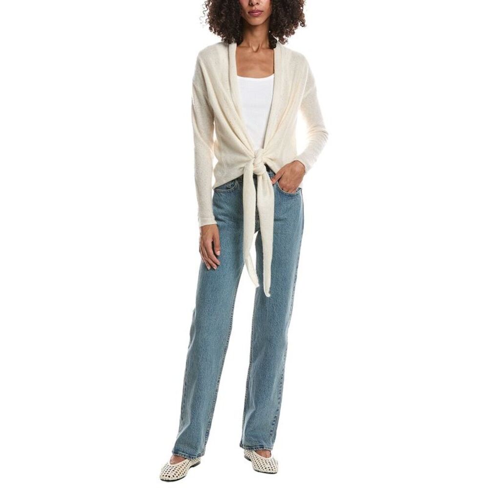 Brodie Cashmere Womens Estelle Sparkle Multi Way 100% Cashmere Cardigan, Ivory